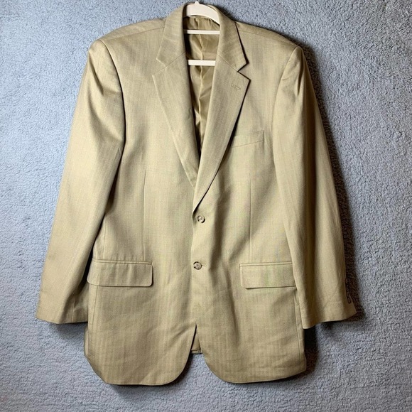 Meeting Street Blazer Men 42 Large Tan Suit Jacket Sport Jacket Silk Wool Blend‎ - Picture 1 of 9